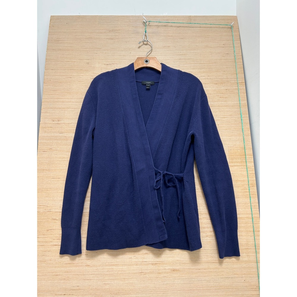 J.Crew‎ Navy Blue Ribbed Wrap Cardigan Sweater Side Tie V-Neck Mens Medium 4378